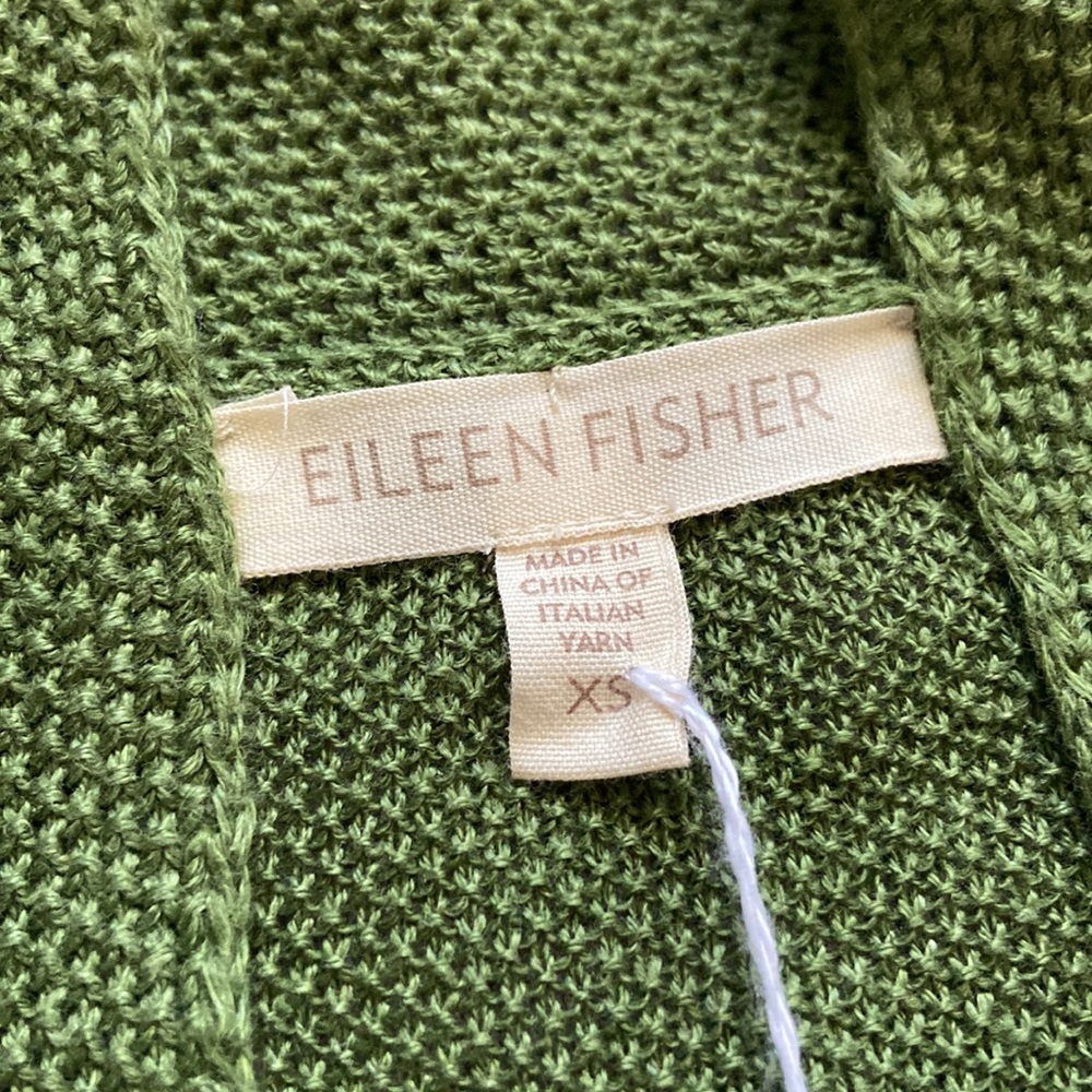 EILEEN FISHER Edamame Green 100% Hemp Open Front S/S Cardigan - Picture 5 of 9